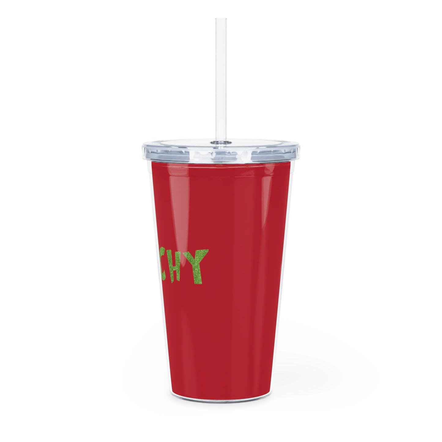 Grinchy Plastic Tumbler with Straw