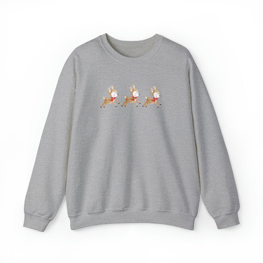 3 Reindeer Flying Unisex Heavy Blend  Crewneck Sweatshirt