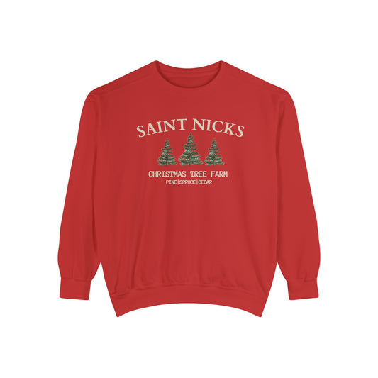 Saints Nicks Christmas Unisex Garment-Dyed Sweatshirt