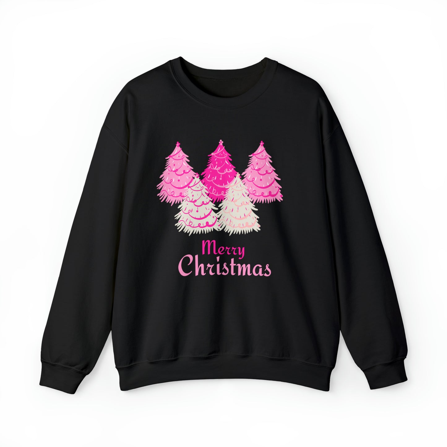 Merry Christmas Pink Trees Unisex Heavy Blend Crewneck Sweatshirt