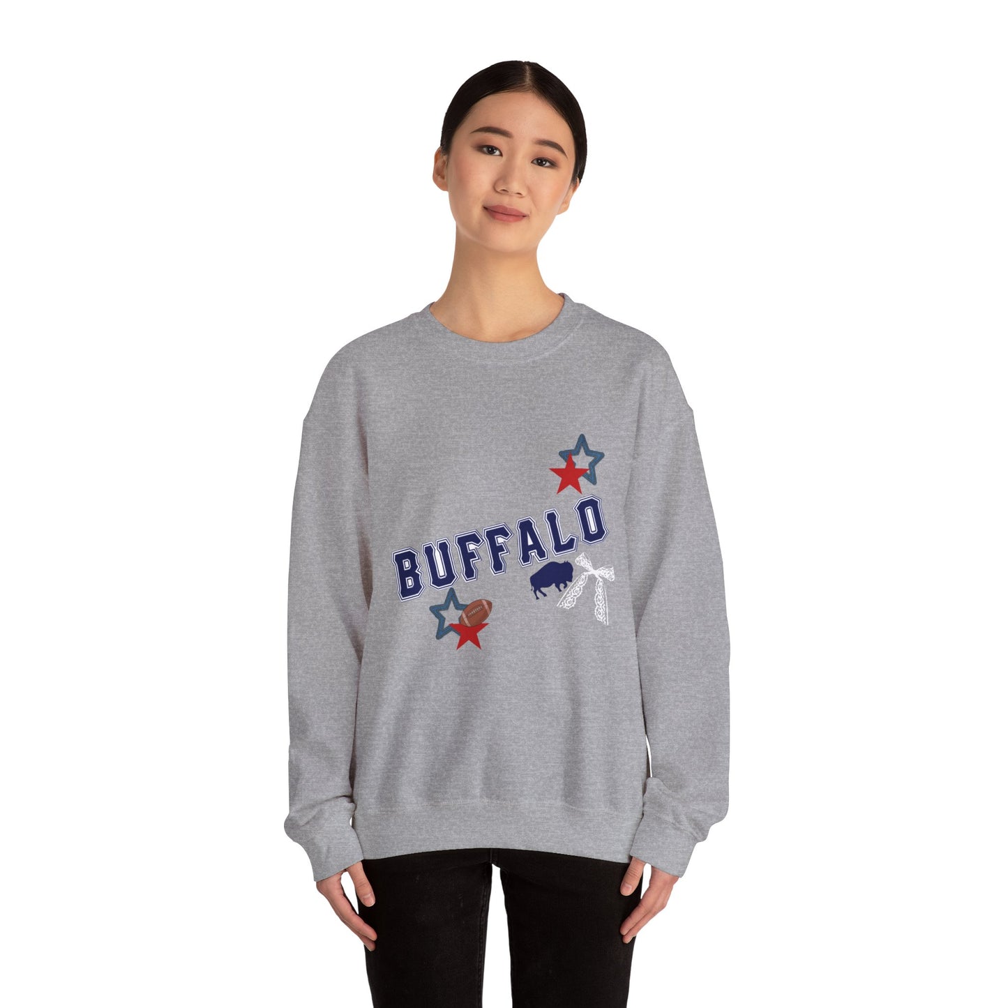 Buffalo Stars Crewneck Sweatshirt, Cozy Unisex Sweatshirt, Buffalo Sweatshirt, Trendy Casual Wear, Gift for Buffalo Lovers
