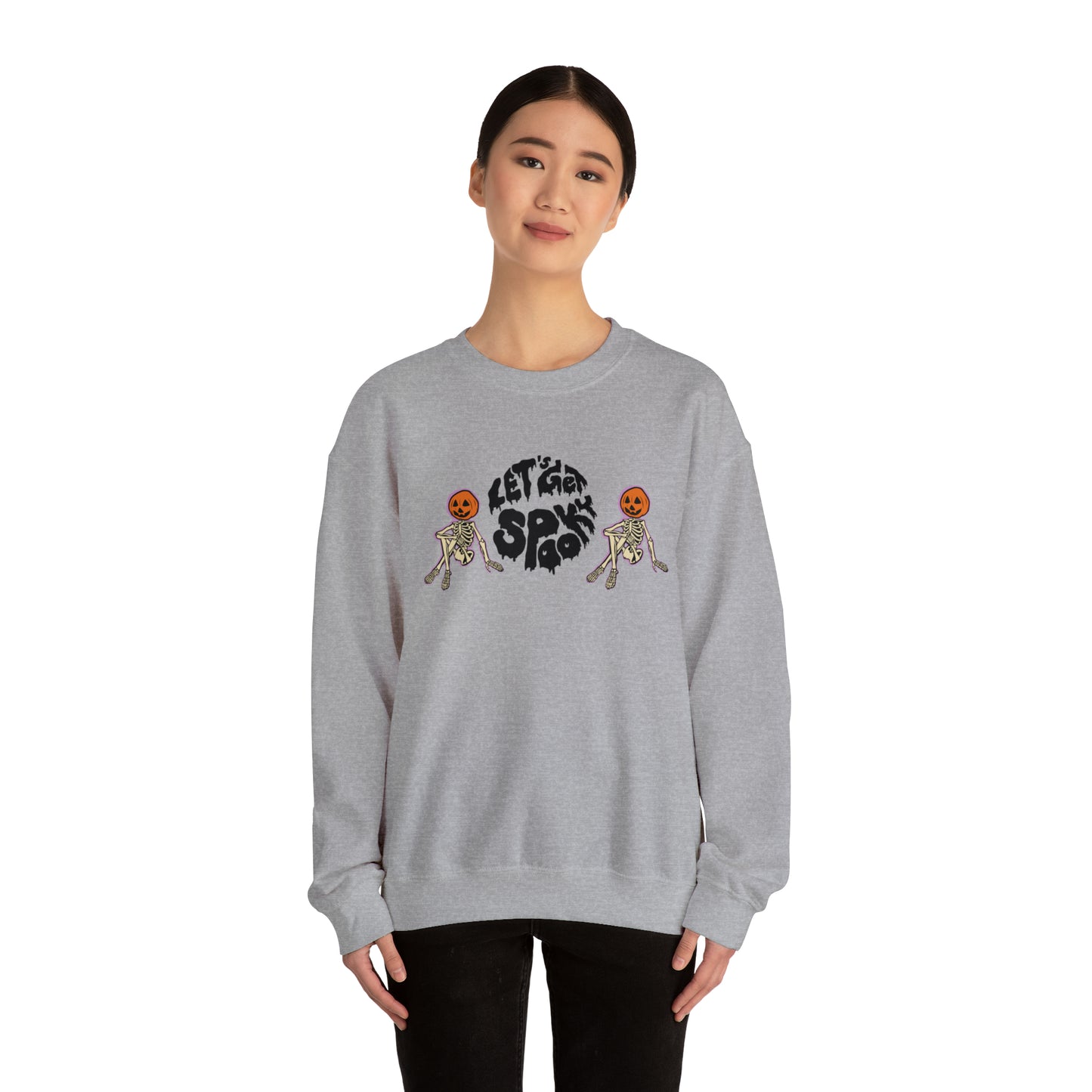 Lets Get Spook Skeleton Pumpkins Unisex Heavy Blend Crewneck Sweatshirt