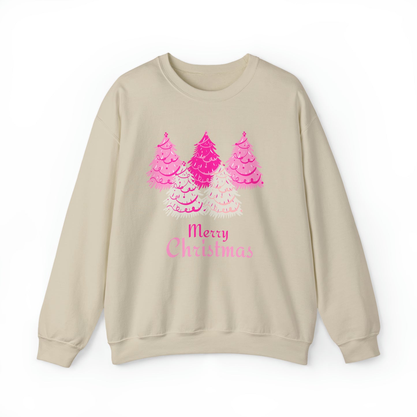 Merry Christmas Pink Trees Unisex Heavy Blend Crewneck Sweatshirt