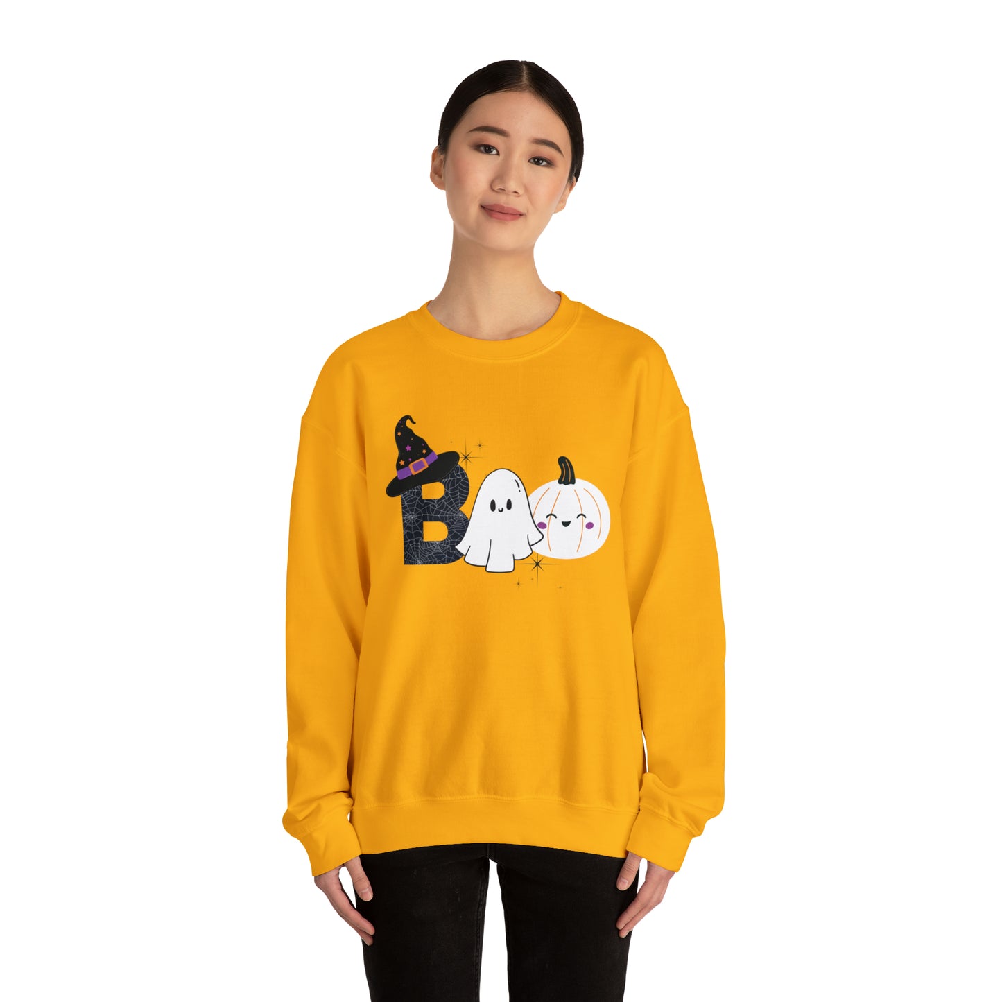 Boo Ghost And Pumpkins Unisex Heavy Blend Crewneck Sweatshirt