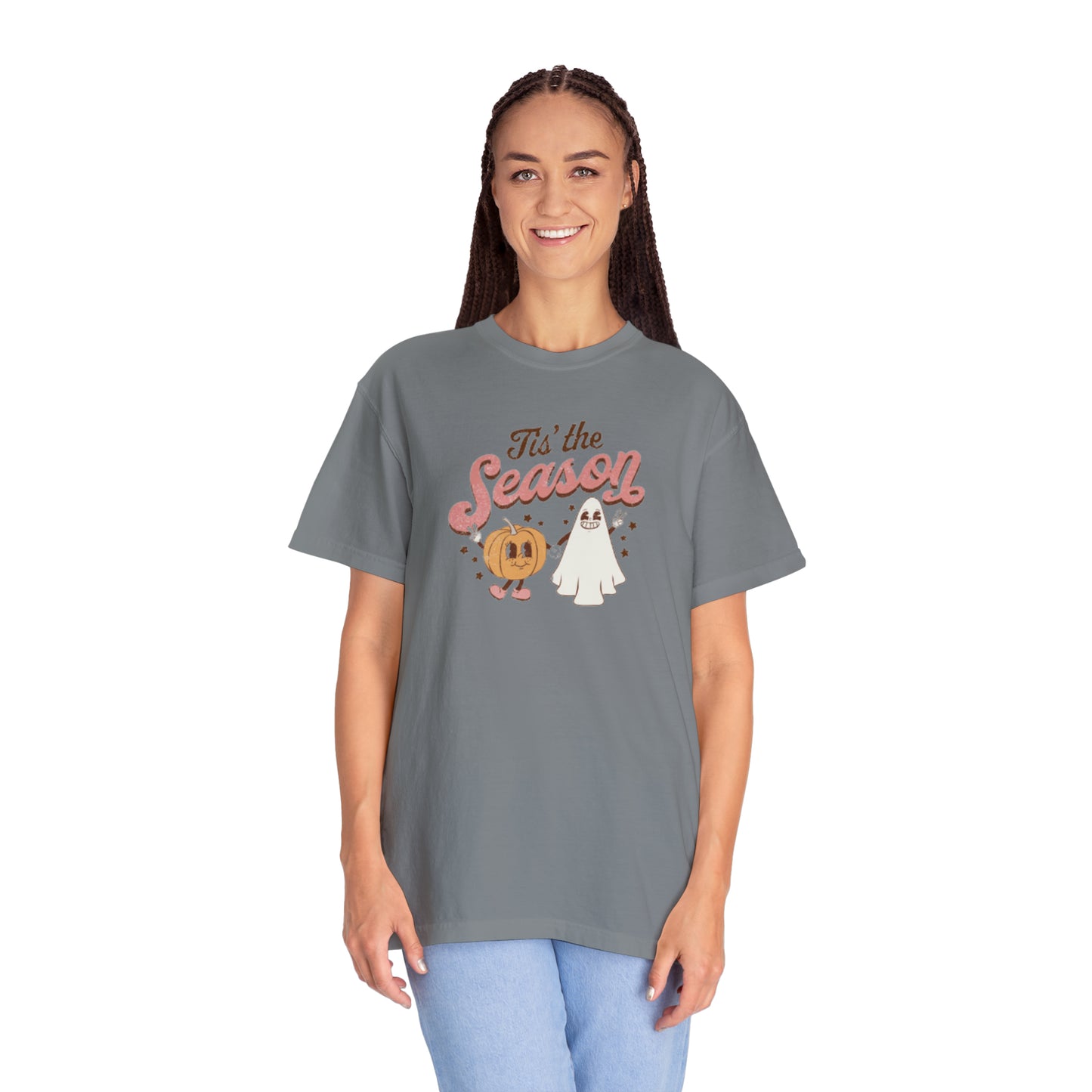 Tis The Season Pumpkin And Ghost Unisex Garment-Dyed T-shirt