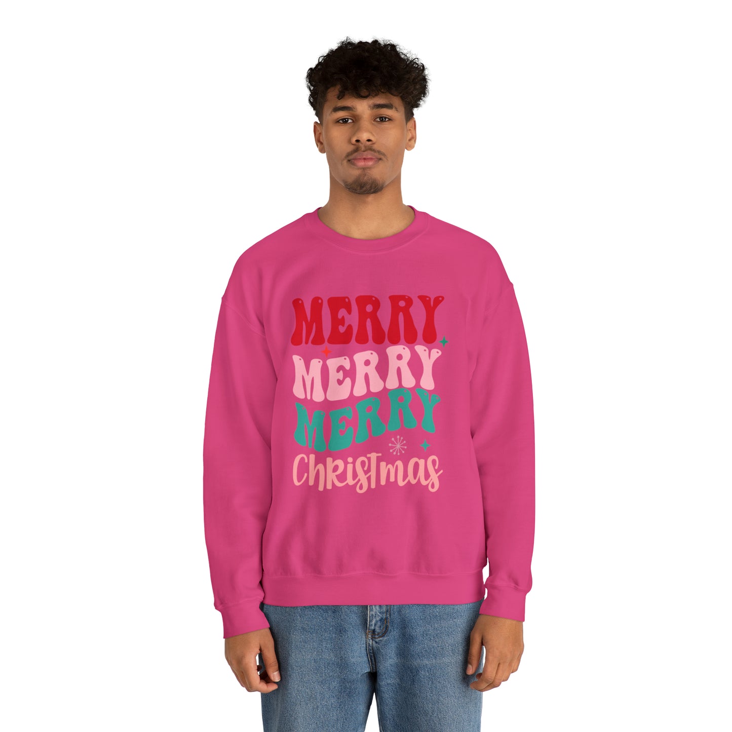 Merry Merry Merry Christmas Unisex Heavy BlendCrewneck Sweatshirt