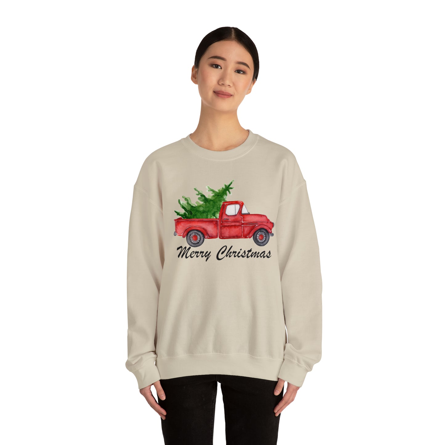Merry Christmas Red Truck Unisex Heavy Blend Crewneck Sweatshirt