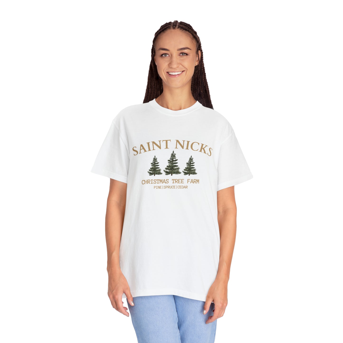 Saint Nicks Christmas Trees Unisex Garment-Dyed T-shirt