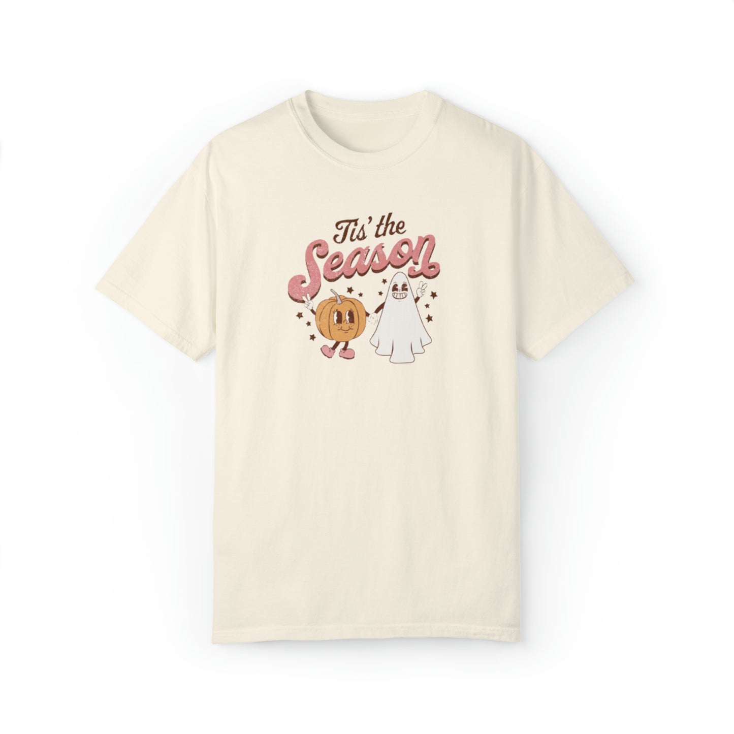 Tis The Season Pumpkin And Ghost Unisex Garment-Dyed T-shirt