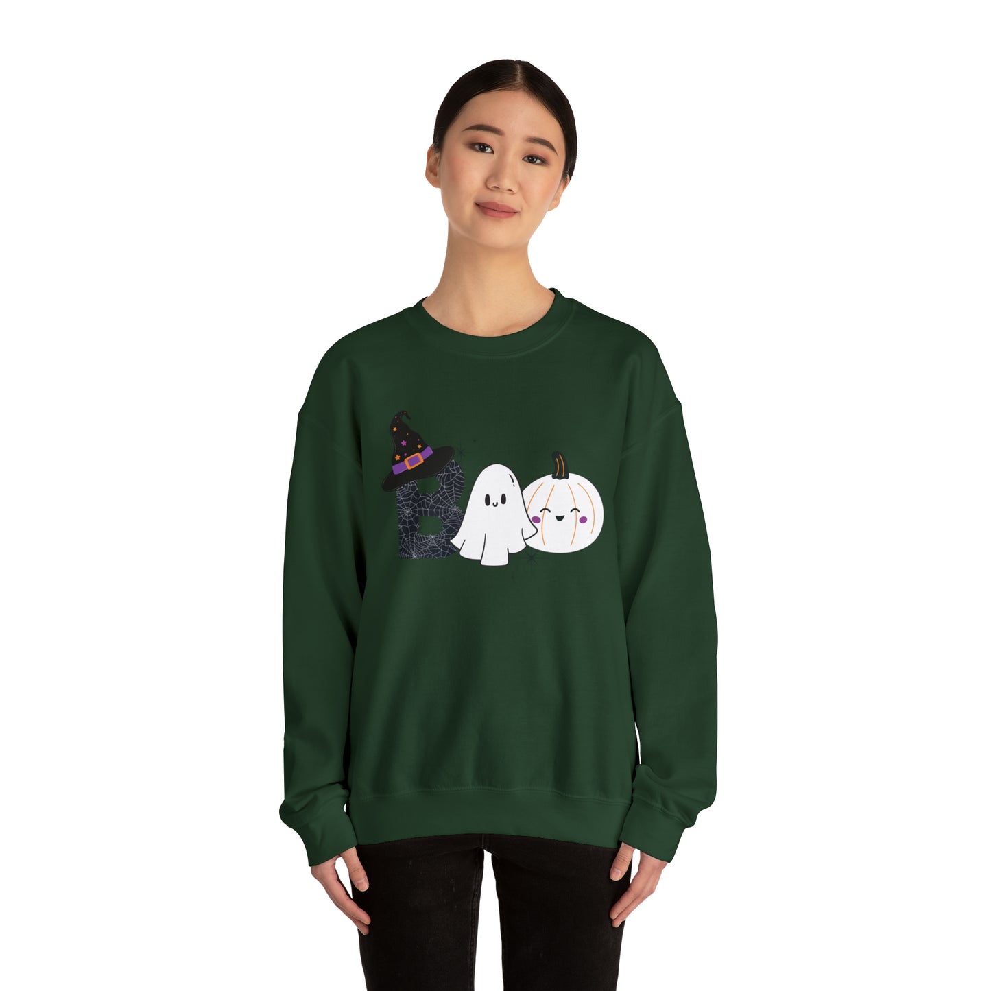 Boo Ghost And Pumpkins Unisex Heavy Blend Crewneck Sweatshirt
