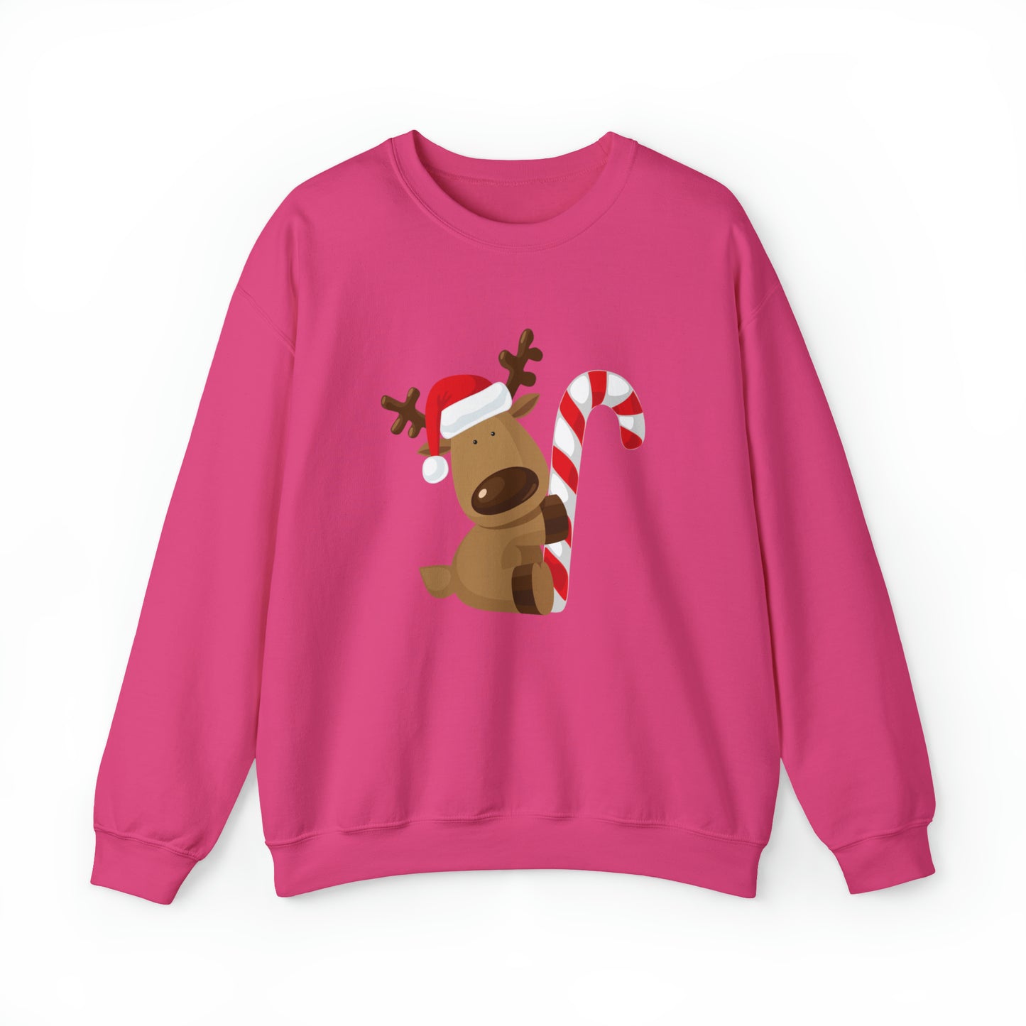 Reindeer Candy Cane Unisex Heavy Blend Crewneck Sweatshirt