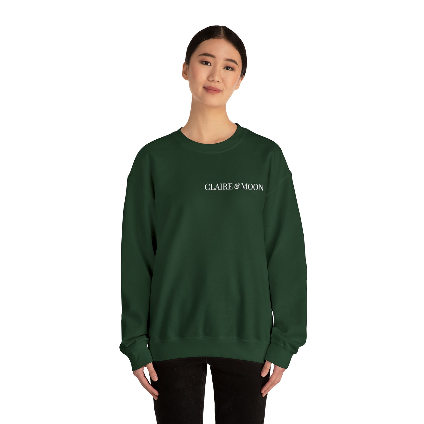 Claireandmoon White Logo Unisex Heavy Blend™ Crewneck Sweatshirt
