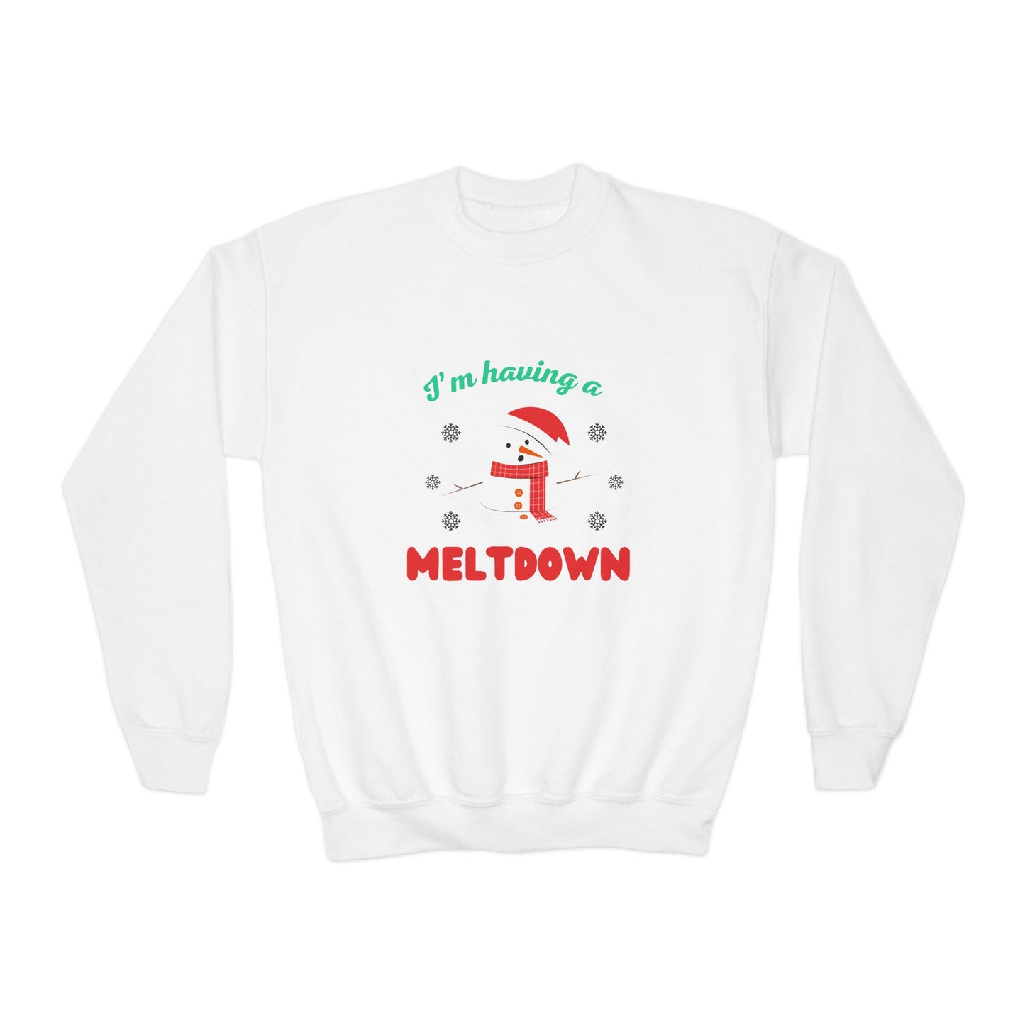 I’m having a melt down kids Holiday Sweatshirt, Fun Christmas Gift, Kids Sweater, Festive Crewneck, Winter Comfort Wear, Humorous Holiday Apparel