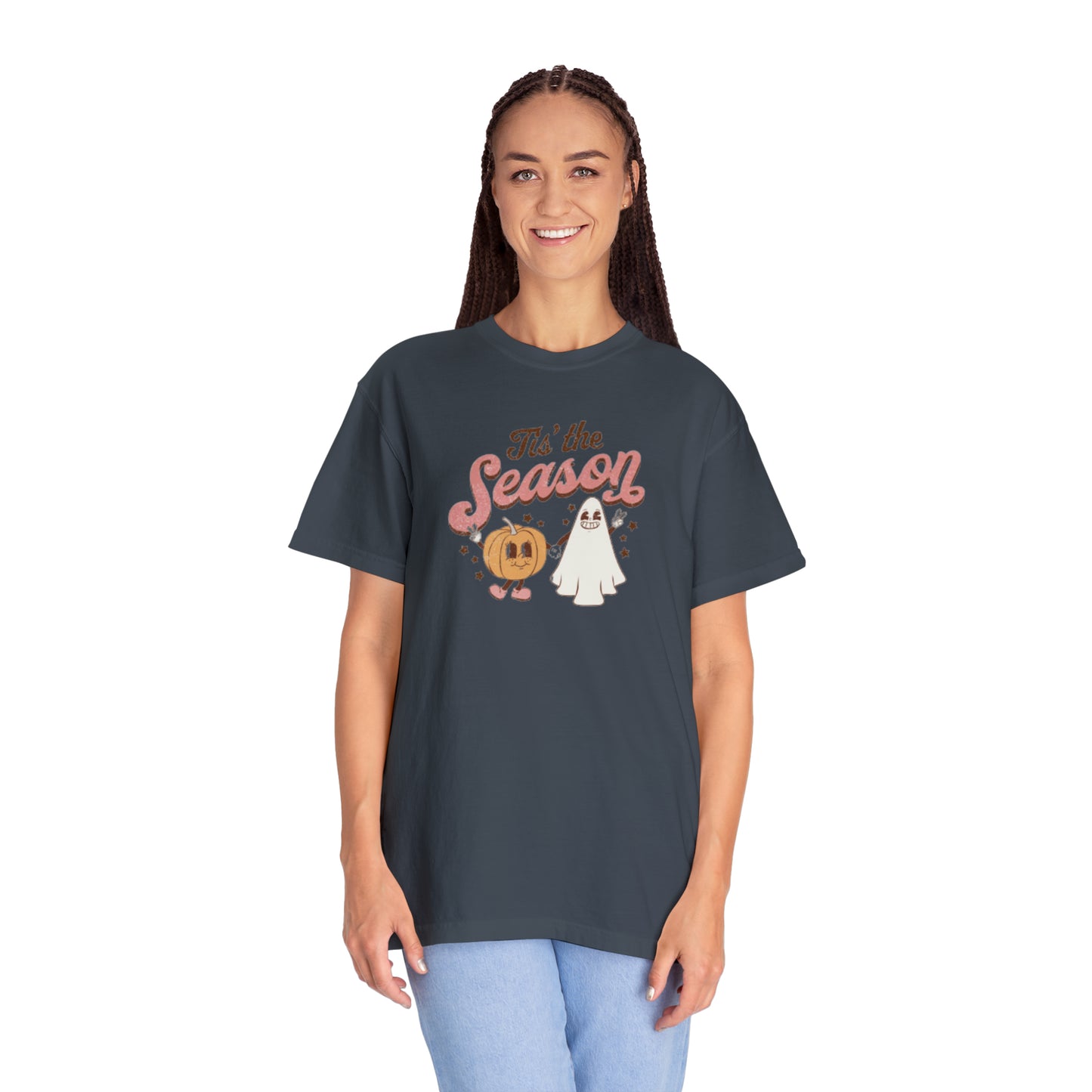 Tis The Season Pumpkin And Ghost Unisex Garment-Dyed T-shirt