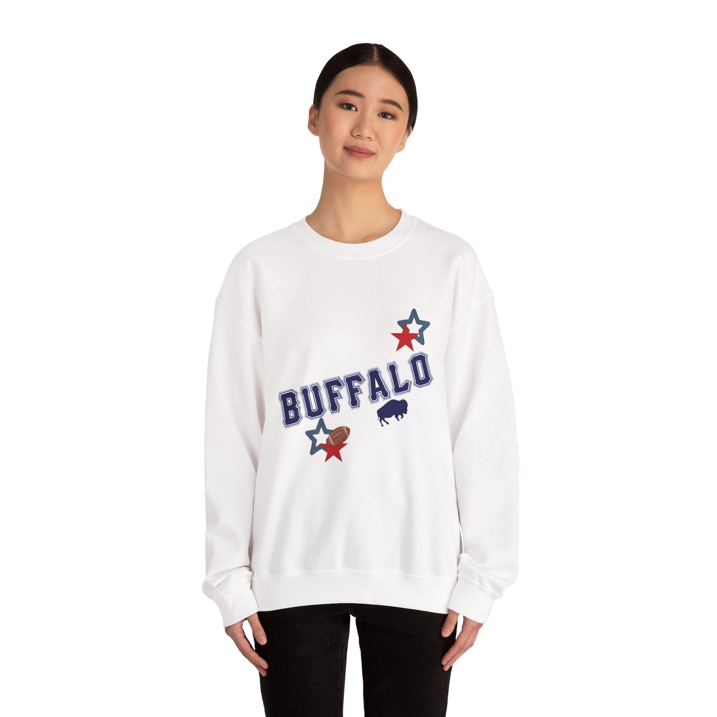 Buffalo Stars Crewneck Sweatshirt, Cozy Unisex Sweatshirt, Buffalo Sweatshirt, Trendy Casual Wear, Gift for Buffalo Lovers