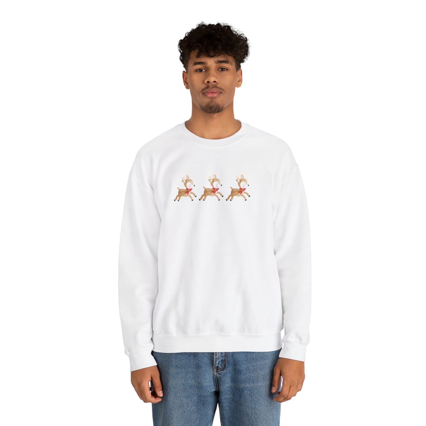 3 Reindeer Flying Unisex Heavy Blend  Crewneck Sweatshirt