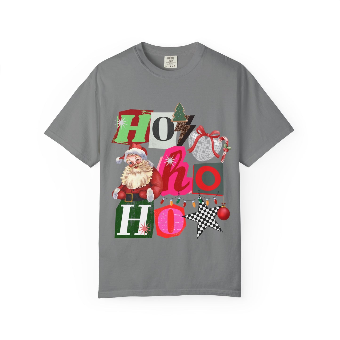 Ho Ho Ho Retro Christmas collage comfort colors Unisex T-Shirt | Festive Gift, Christmas Apparel, Santa Design, Casual Wear, Unisex Holiday Tee