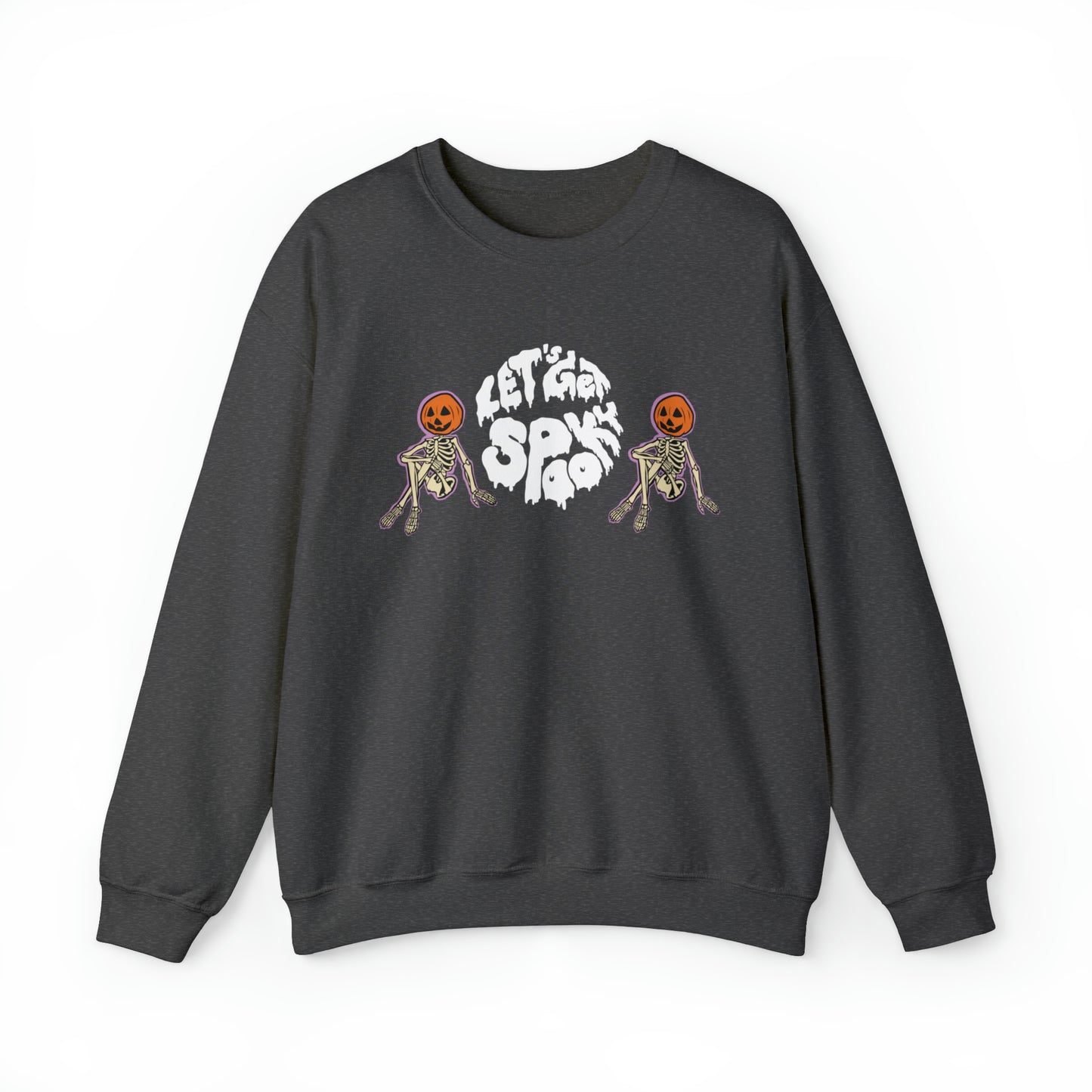 Lets Get Spook Skeleton Pumpkins Unisex Heavy Blend Crewneck Sweatshirt
