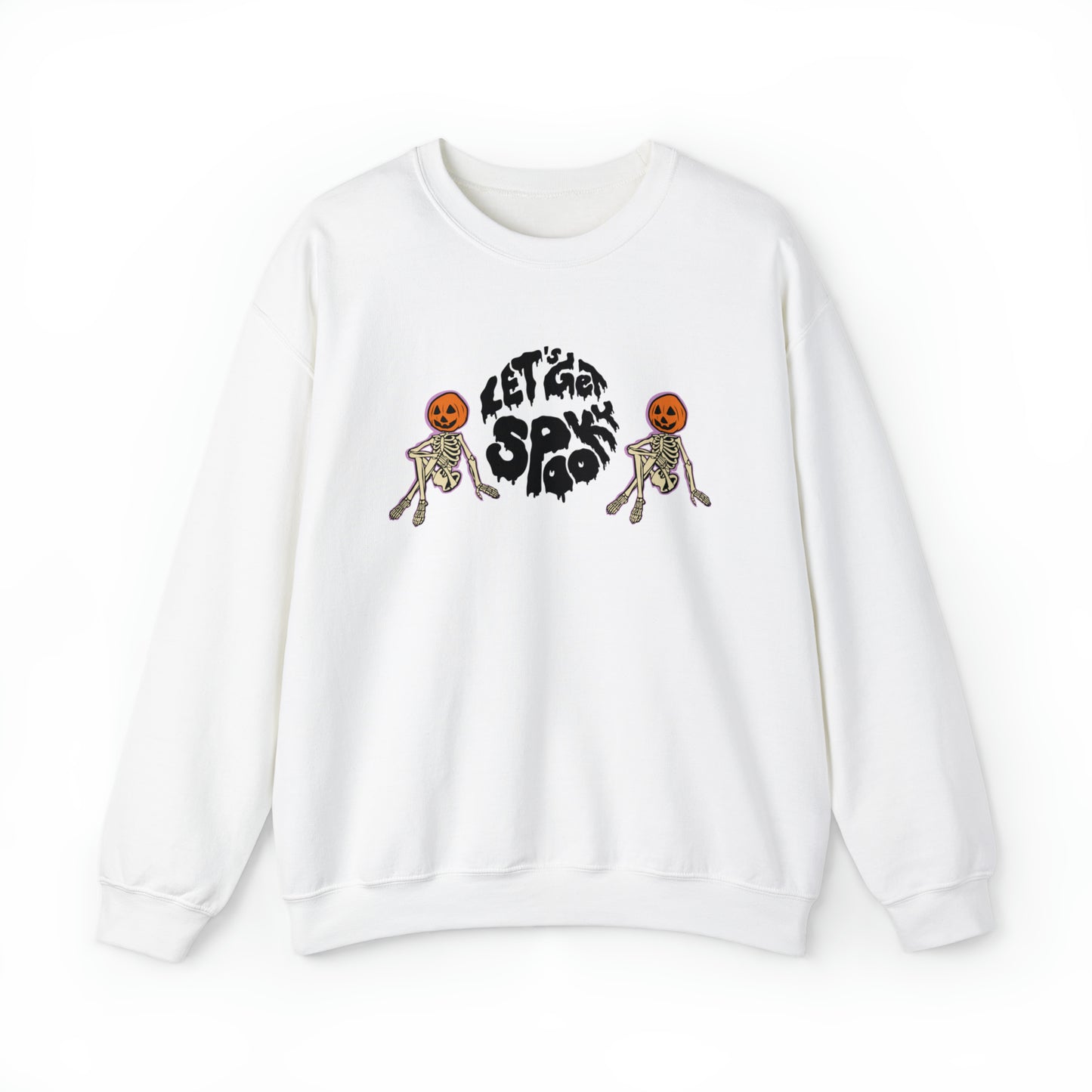 Lets Get Spook Skeleton Pumpkins Unisex Heavy Blend Crewneck Sweatshirt
