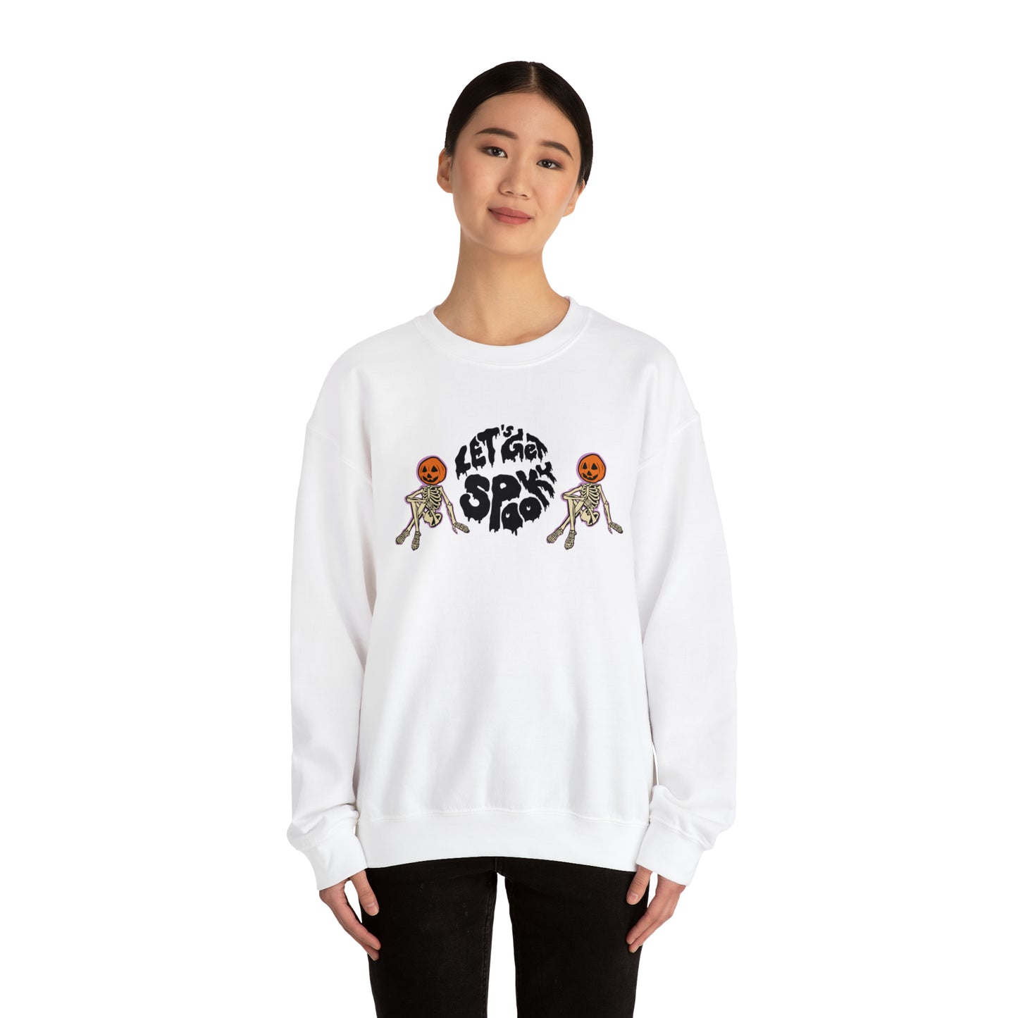 Lets Get Spook Skeleton Pumpkins Unisex Heavy Blend Crewneck Sweatshirt