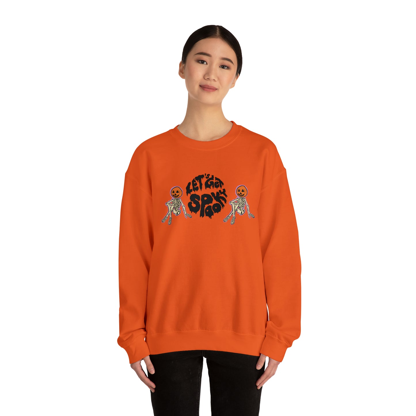 Let’s Get Spook Skeleton Pumpkins Unisex Heavy Blend Crewneck Sweatshirt