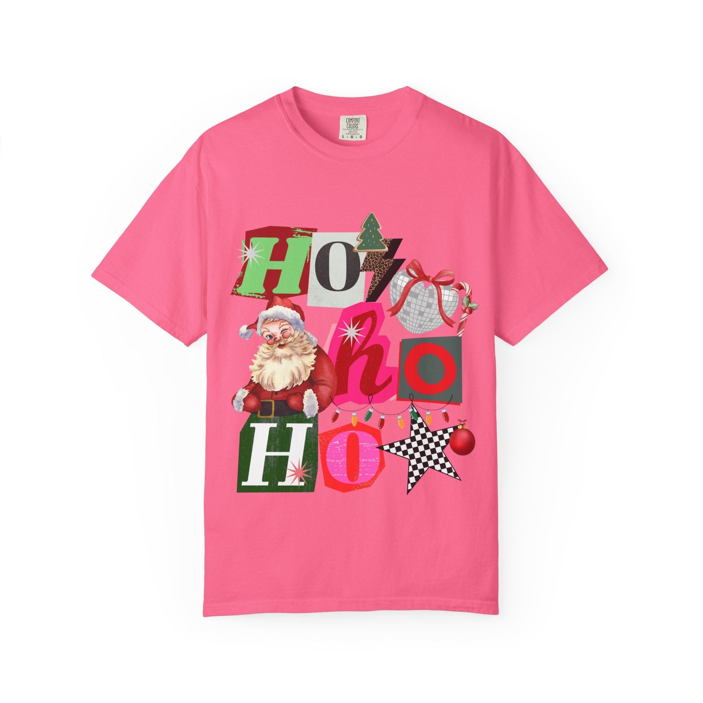 Ho Ho Ho Retro Christmas collage comfort colors Unisex T-Shirt | Festive Gift, Christmas Apparel, Santa Design, Casual Wear, Unisex Holiday Tee