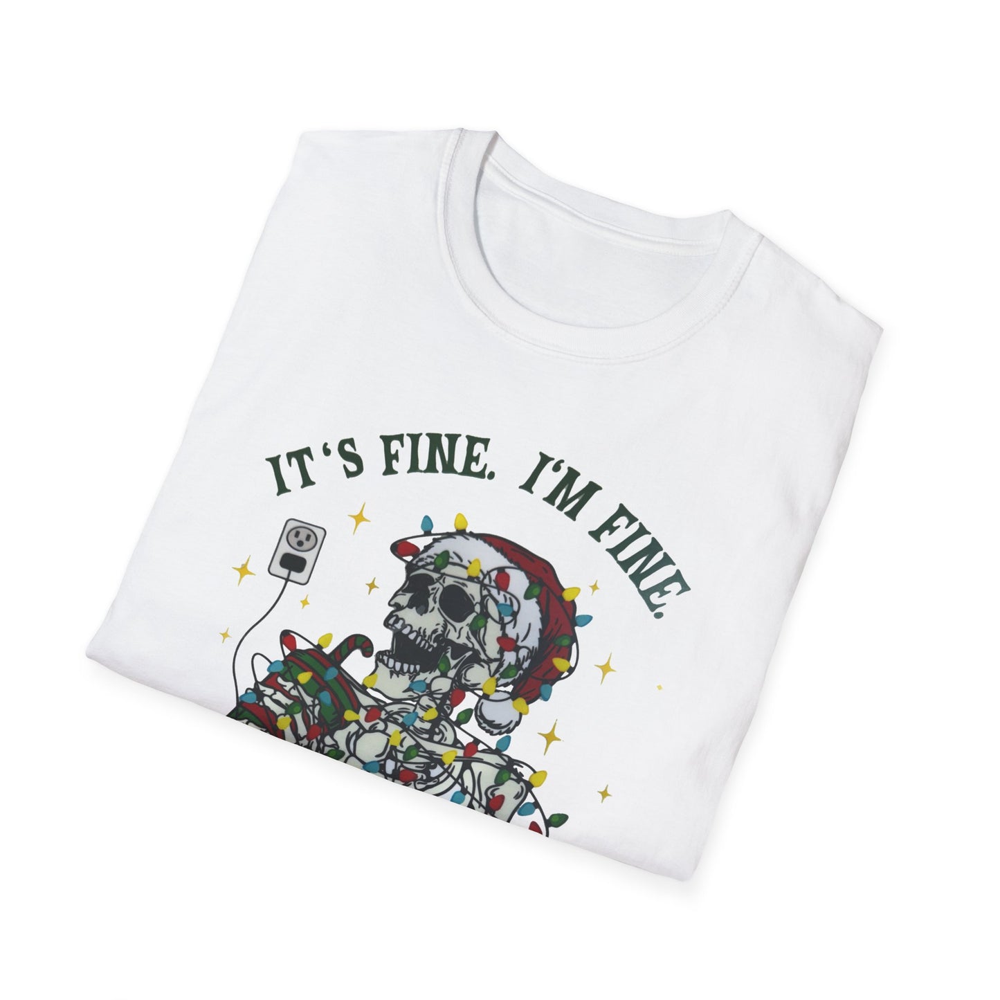 Unisex Skeleton Tee: It's Fine, I'm Fine, Perfect for Halloween, Casual Wear, Gifts for Friends, Fun Statement Shirt, Daily Comfort Wear