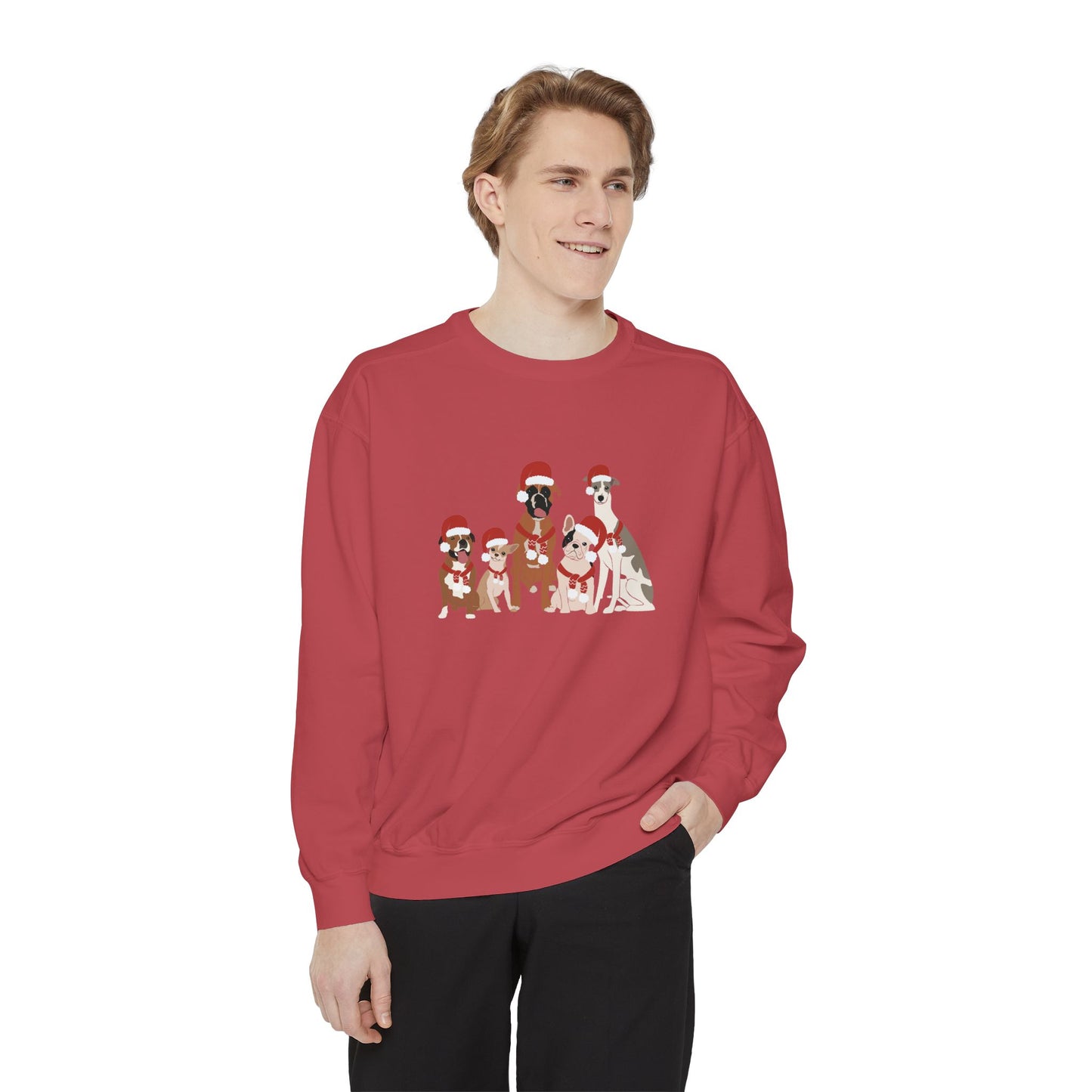 Santa Dogs Comfort colors Sweatshirt, Cozy Holiday Apparel, Pet Lover Gift, Christmas Sweater, Unisex Sweatshirt, Cute Dog Design