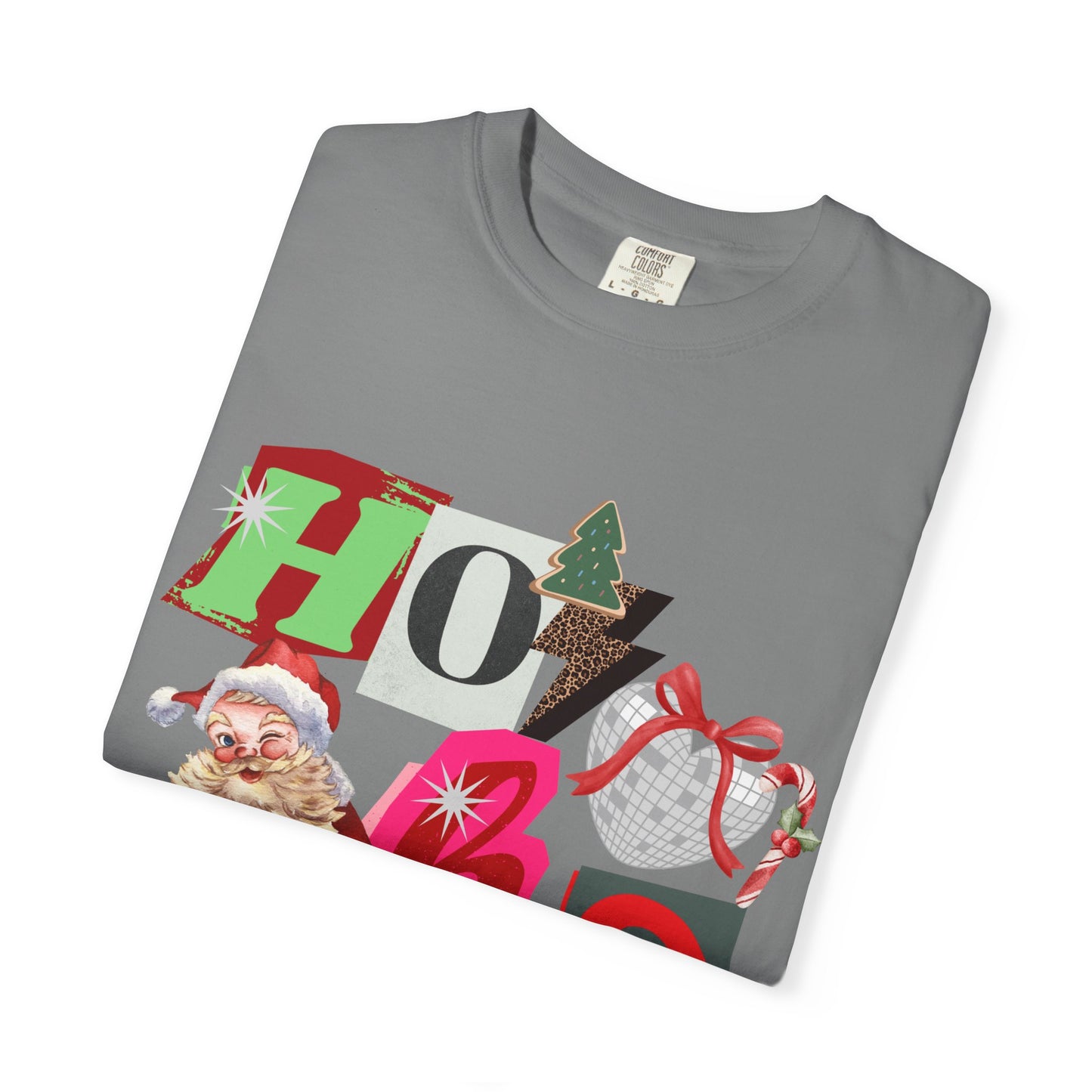 Ho Ho Ho Retro Christmas collage comfort colors Unisex T-Shirt | Festive Gift, Christmas Apparel, Santa Design, Casual Wear, Unisex Holiday Tee
