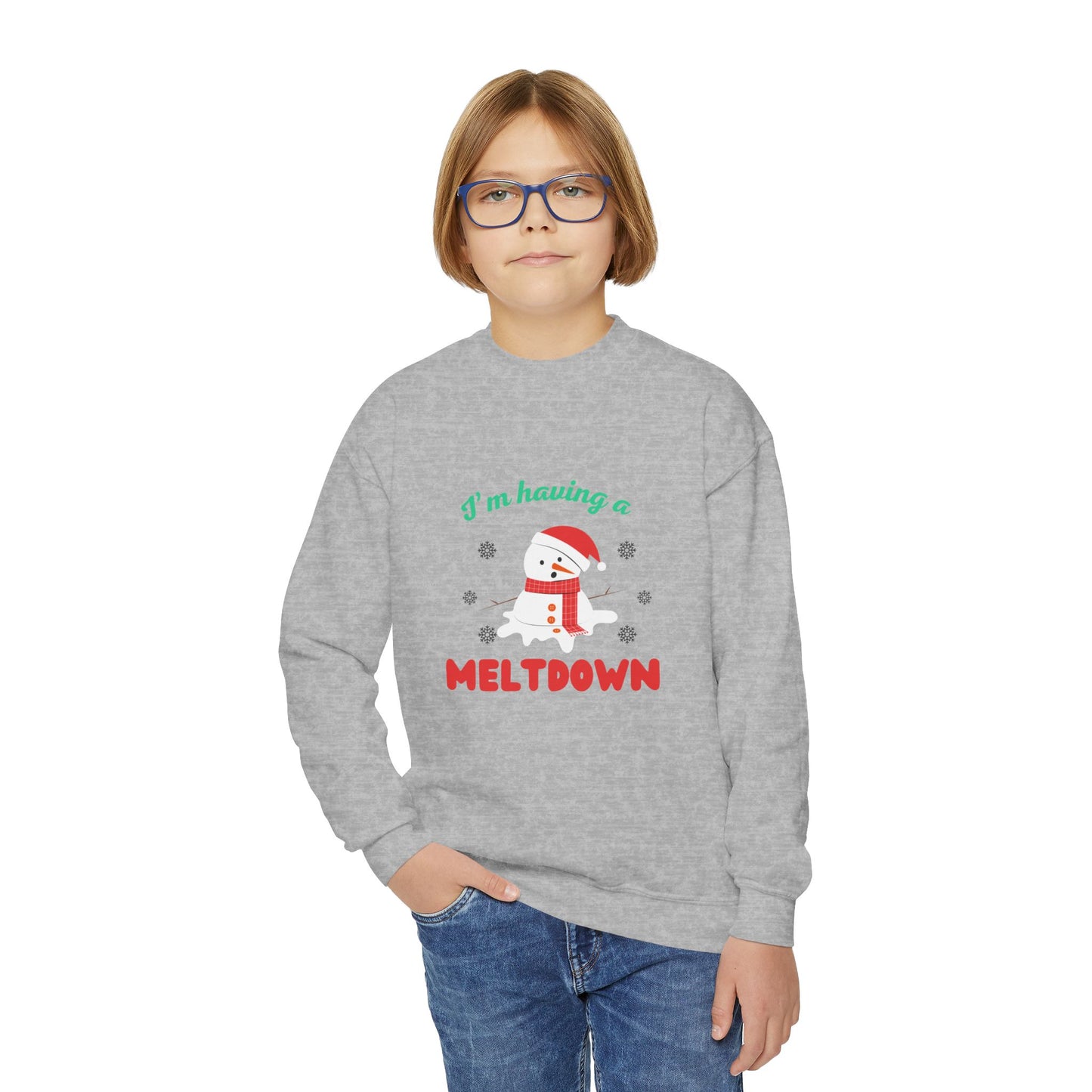 I’m having a melt down kids Holiday Sweatshirt, Fun Christmas Gift, Kids Sweater, Festive Crewneck, Winter Comfort Wear, Humorous Holiday Apparel
