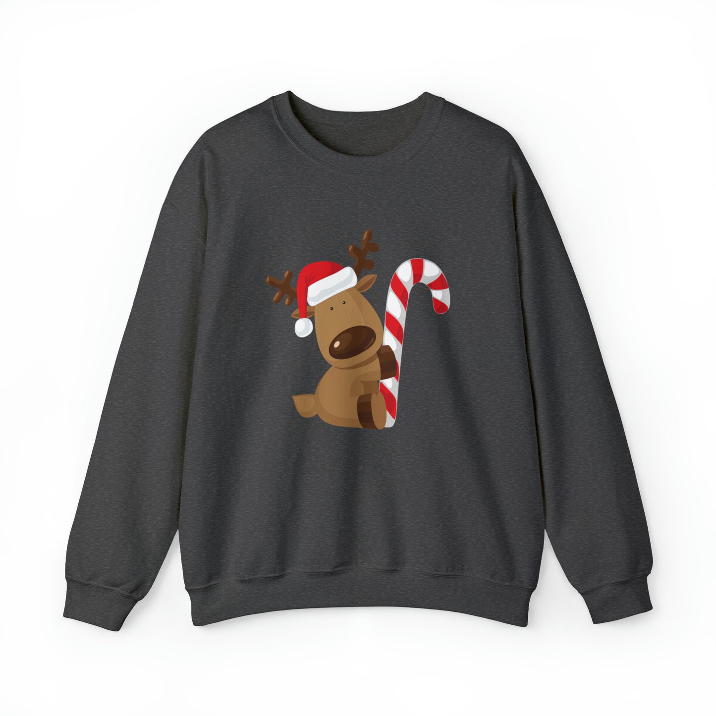 Reindeer Candy Cane Unisex Heavy Blend Crewneck Sweatshirt