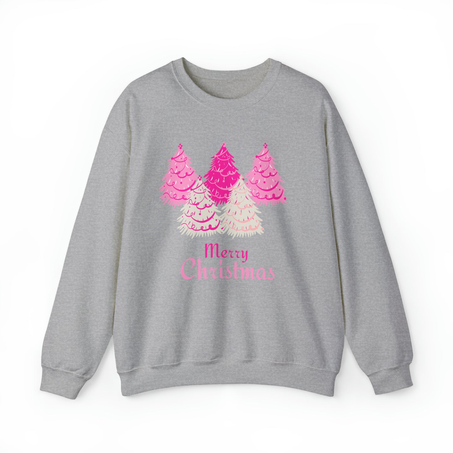 Merry Christmas Pink Trees Unisex Heavy Blend Crewneck Sweatshirt