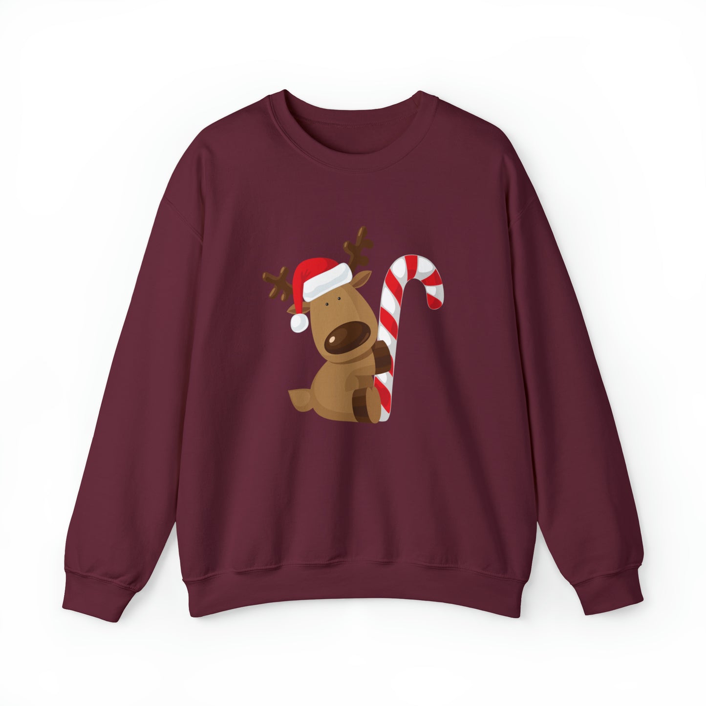 Reindeer Candy Cane Unisex Heavy Blend Crewneck Sweatshirt