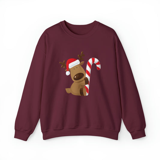 Reindeer Candy Cane Unisex Heavy Blend Crewneck Sweatshirt