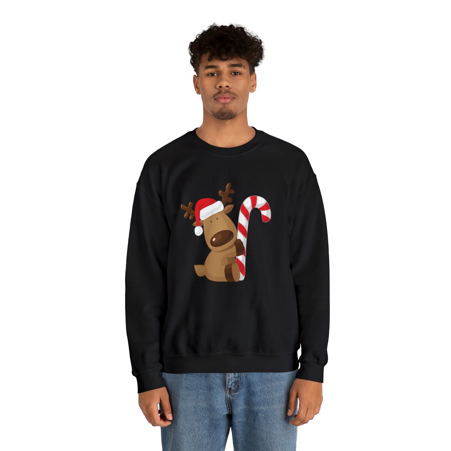 Reindeer Candy Cane Unisex Heavy Blend Crewneck Sweatshirt