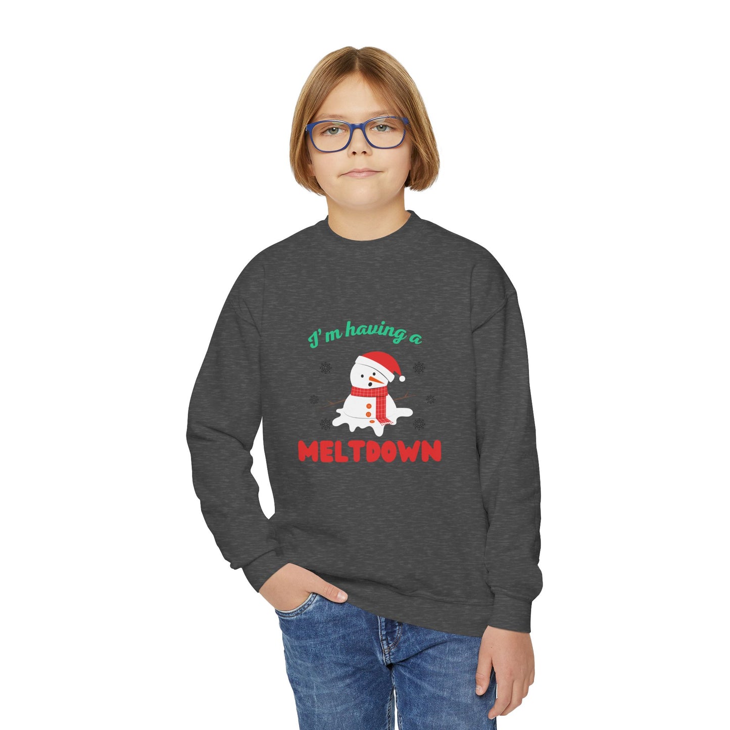 I’m having a melt down kids Holiday Sweatshirt, Fun Christmas Gift, Kids Sweater, Festive Crewneck, Winter Comfort Wear, Humorous Holiday Apparel