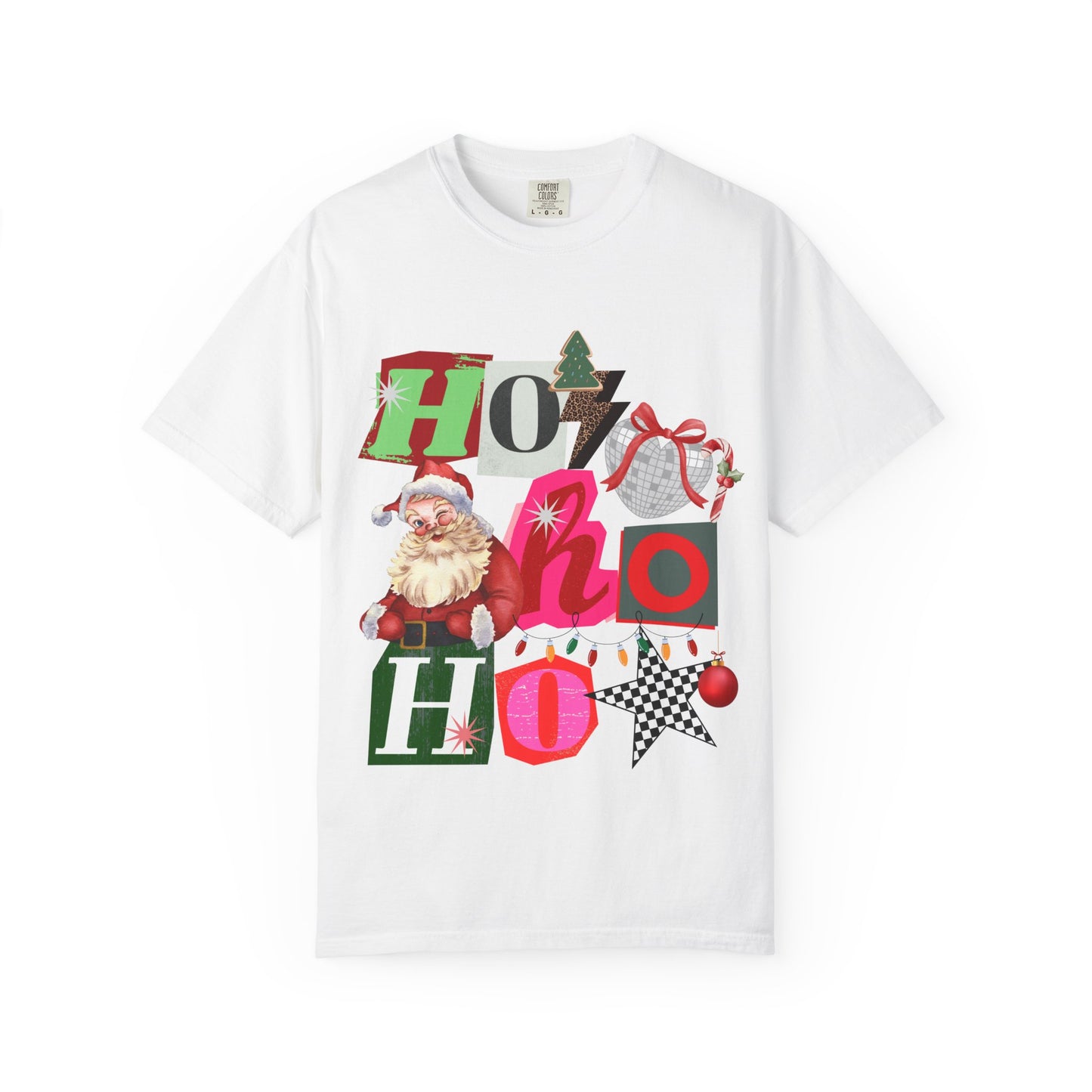 Ho Ho Ho Retro Christmas collage comfort colors Unisex T-Shirt | Festive Gift, Christmas Apparel, Santa Design, Casual Wear, Unisex Holiday Tee