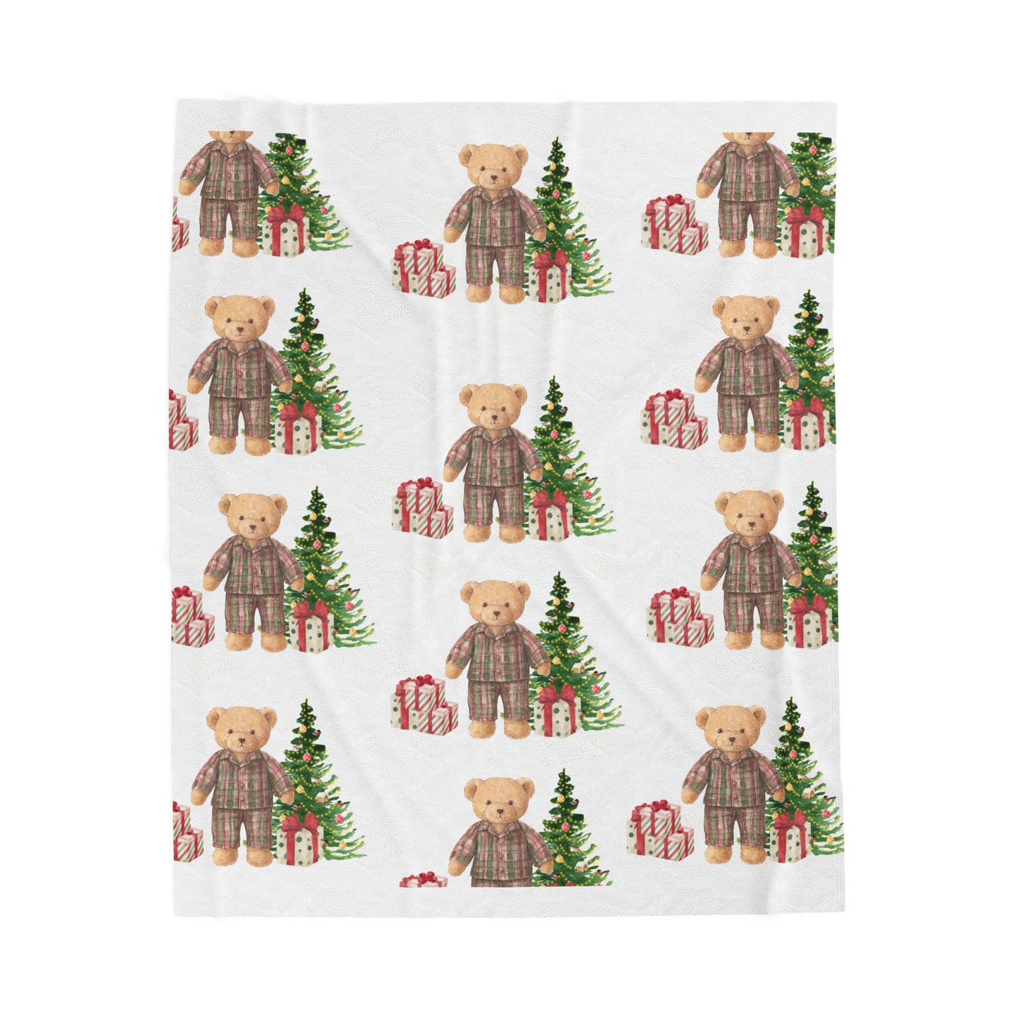 Teddy Bear Christmas Tree Blanket | Holiday Plush Throw
