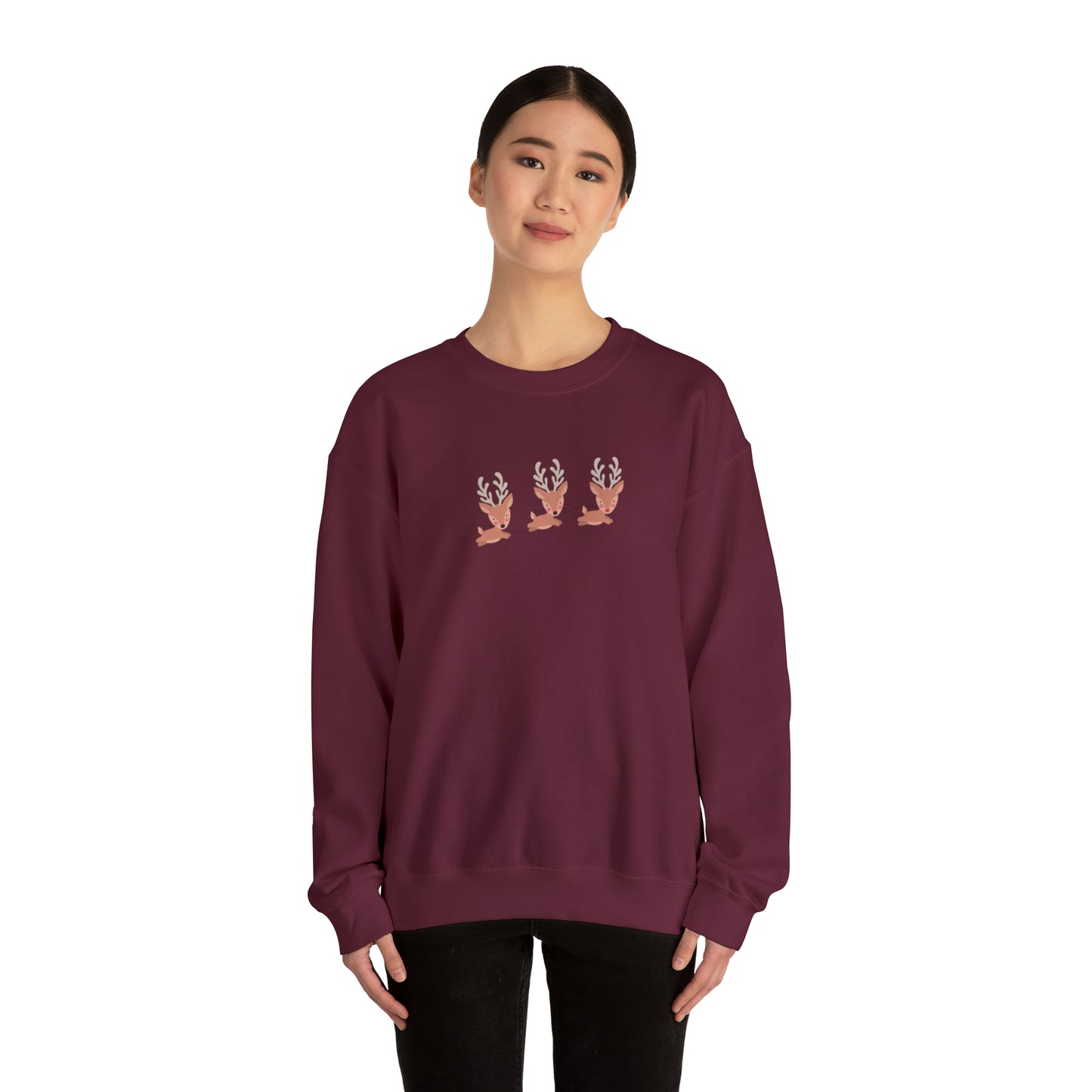 Flying Cute Reindeer Unisex Heavy Blend  Crewneck Sweatshirt