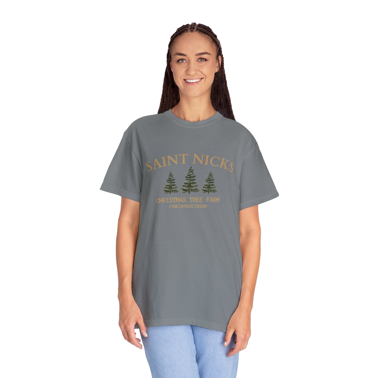 Saint Nicks Christmas Trees Unisex Garment-Dyed T-shirt