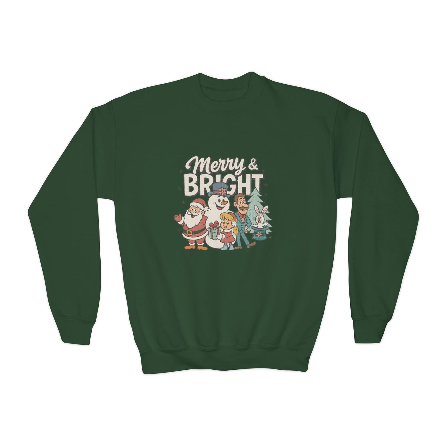 Youth Merry & Bright Sweatshirt, Kids Christmas Sweatshirt, Festive Crewneck, Holiday Gift for Children, Winter Apparel