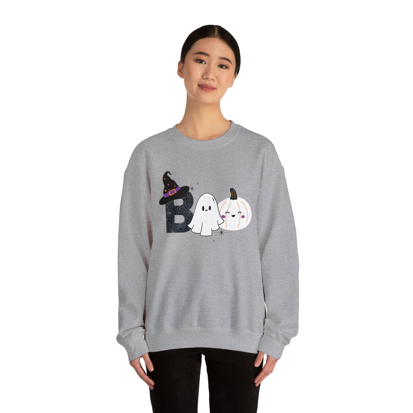 Boo Ghost And Pumpkins Unisex Heavy Blend Crewneck Sweatshirt