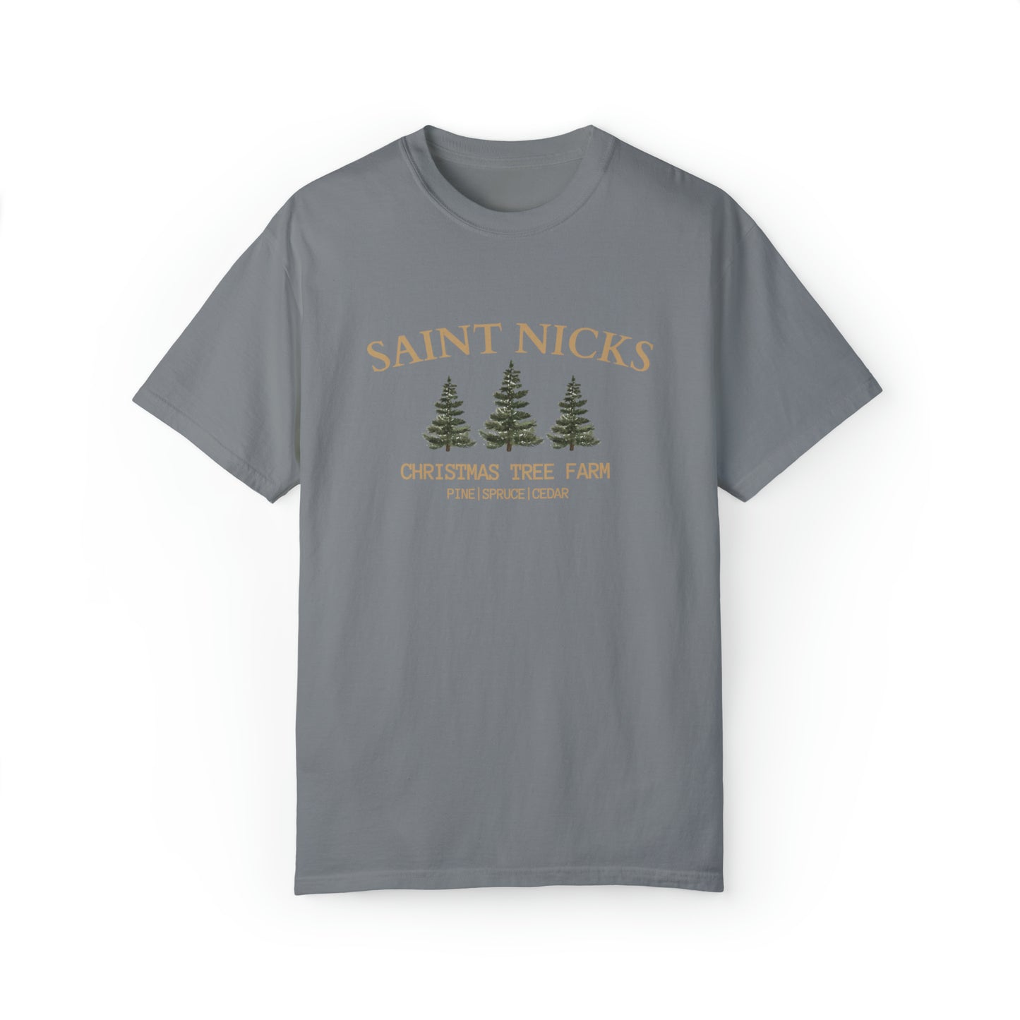 Saint Nicks Christmas Trees Unisex Garment-Dyed T-shirt