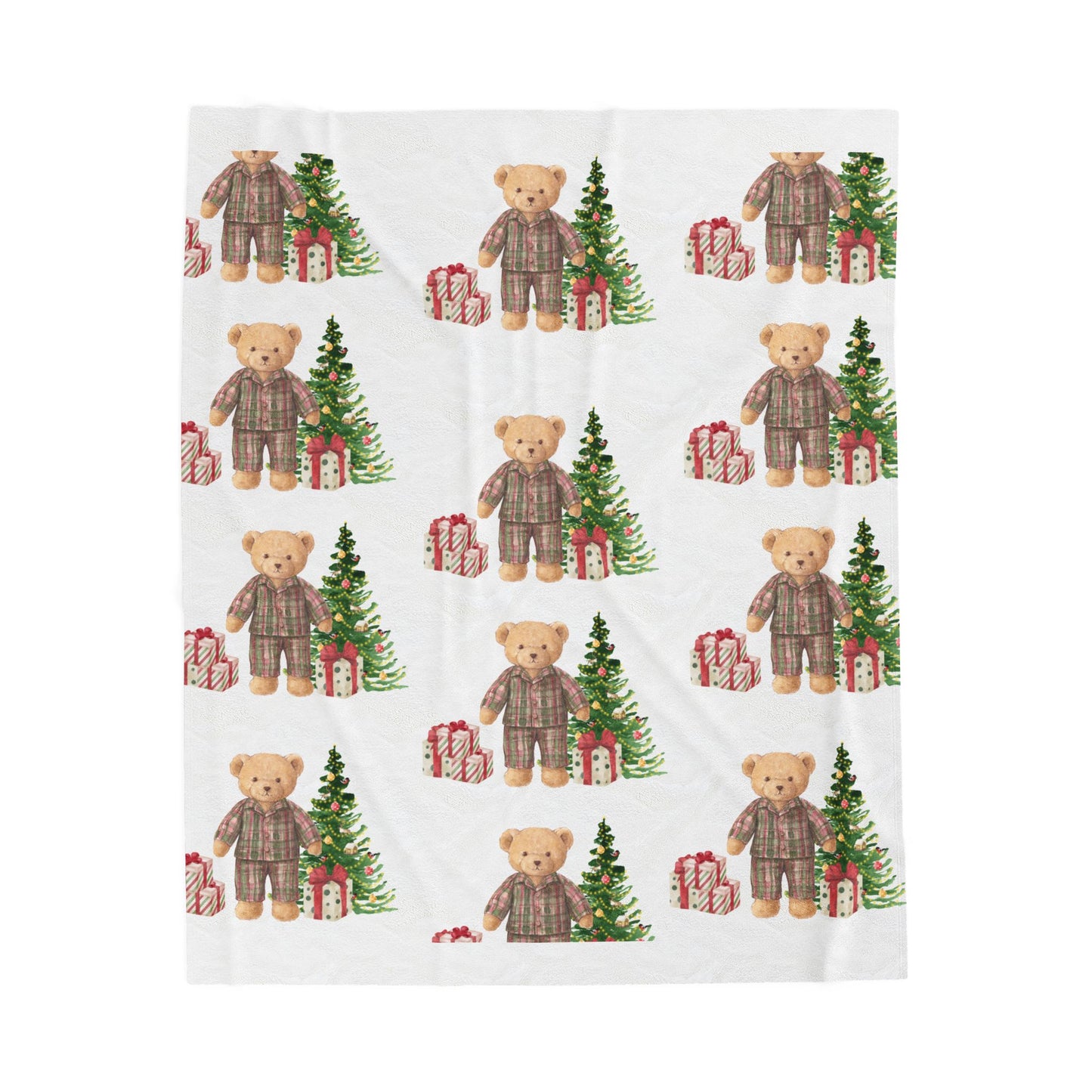 Christmas Cozy Teddy Bear Blanket - Snuggly Kids Plush Throw, Holiday Gift, Nursery Decor, Cute Baby Blanket, Christmas Blanket