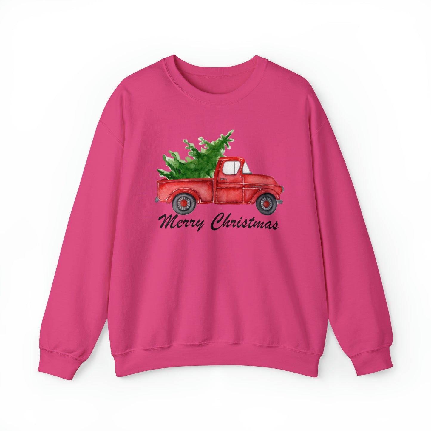 Merry Christmas Red Truck Unisex Heavy Blend Crewneck Sweatshirt