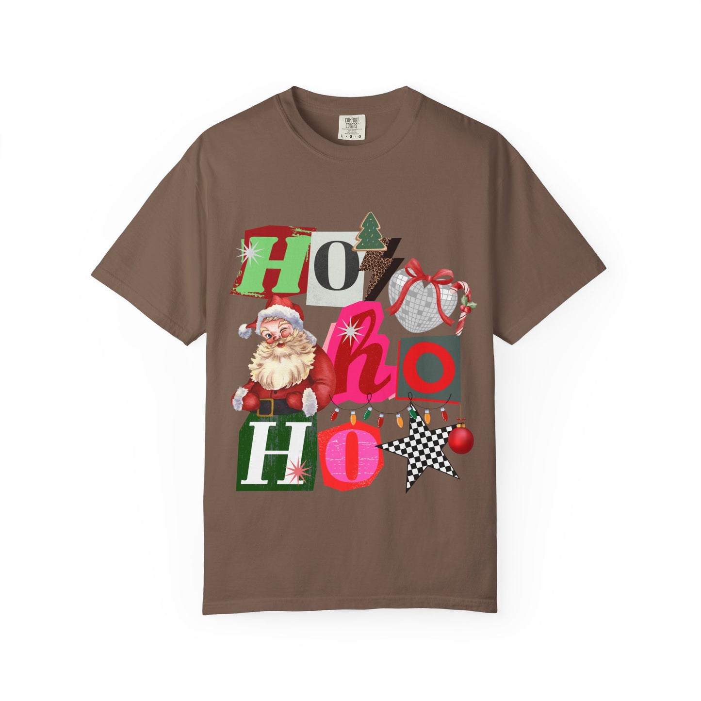 Ho Ho Ho Retro Christmas collage comfort colors Unisex T-Shirt | Festive Gift, Christmas Apparel, Santa Design, Casual Wear, Unisex Holiday Tee