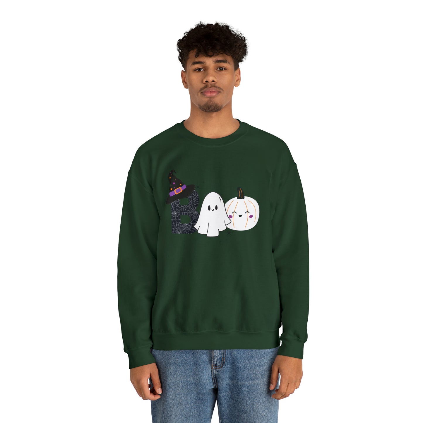 Boo Ghost And Pumpkins Unisex Heavy Blend Crewneck Sweatshirt