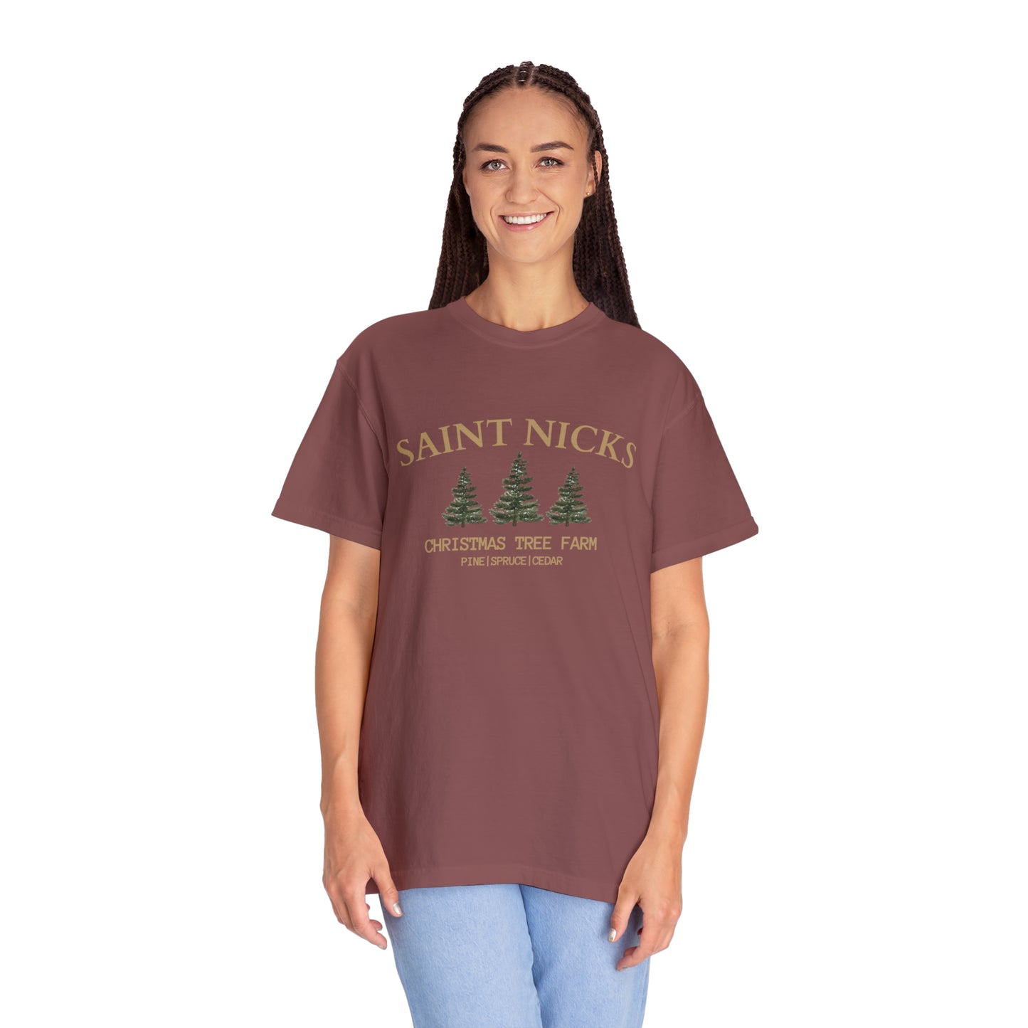 Saint Nicks Christmas Trees Unisex Garment-Dyed T-shirt
