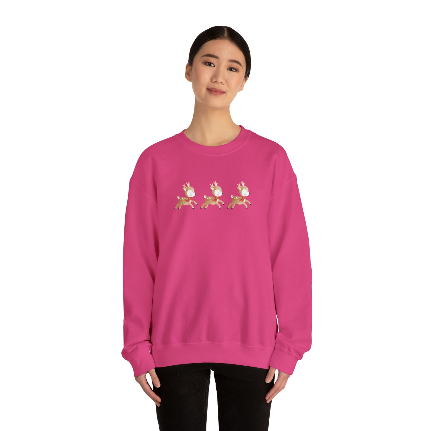 3 Reindeer Flying Unisex Heavy Blend  Crewneck Sweatshirt