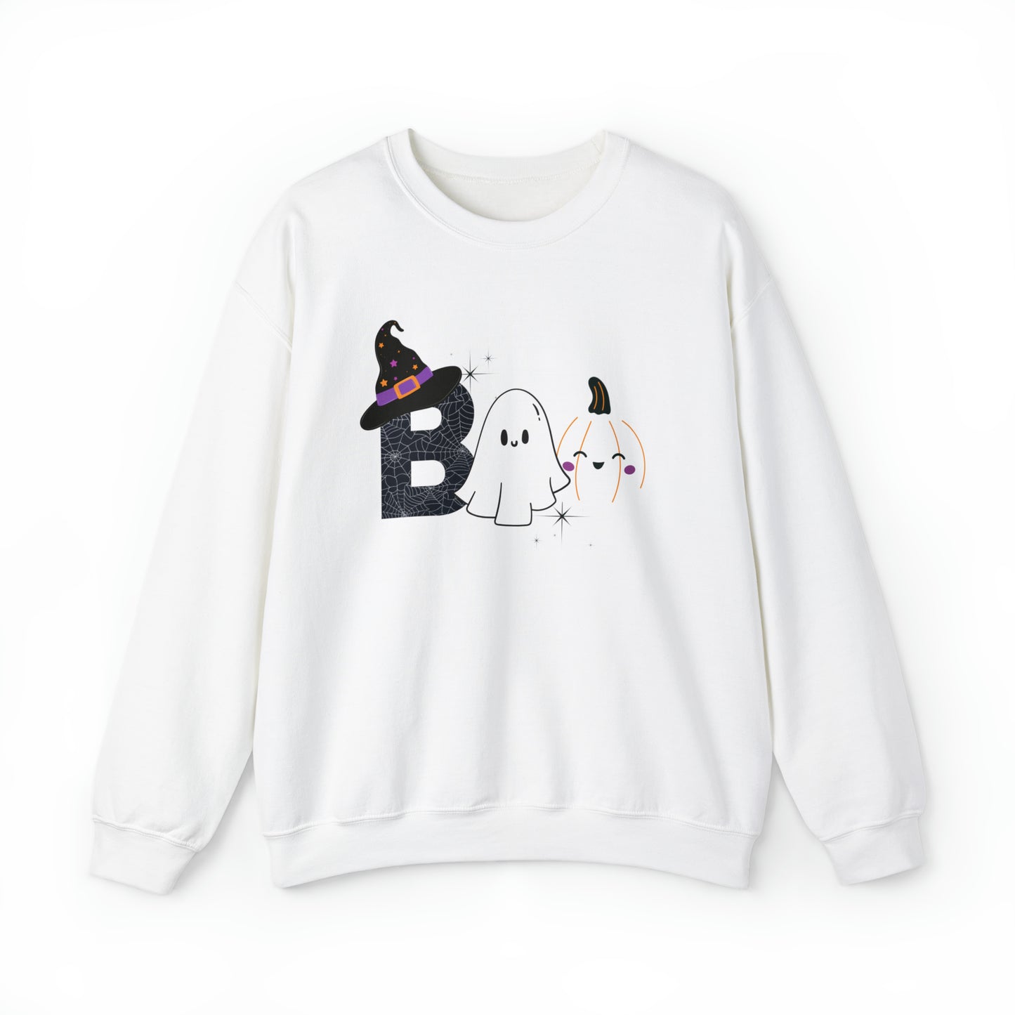 Boo Ghost And Pumpkins Unisex Heavy Blend Crewneck Sweatshirt